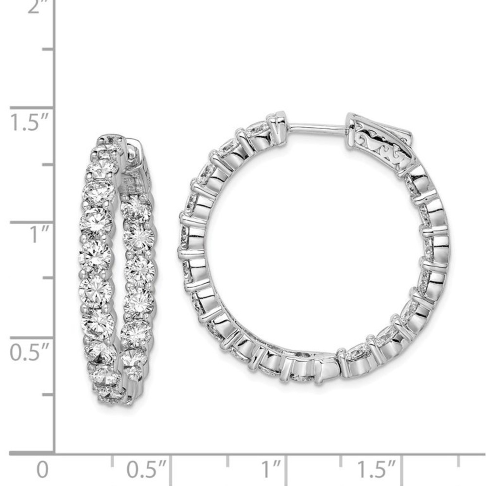 Inside Out Cubic Zirconia Sterling Silver Hoop Earrings - So much sparkle! - Picture 3 of 4